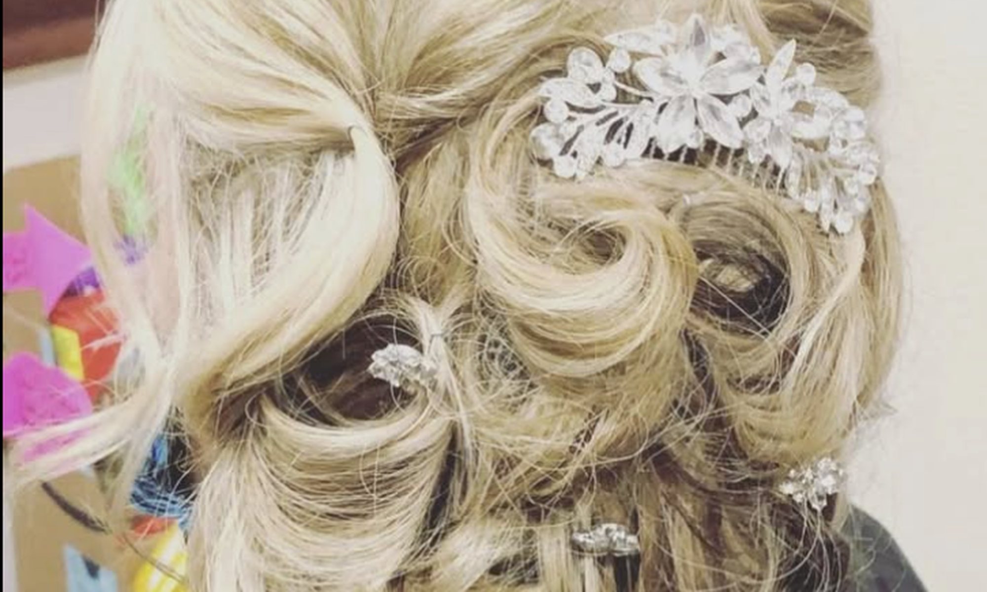 Hair color bowls and tint brush on salon station